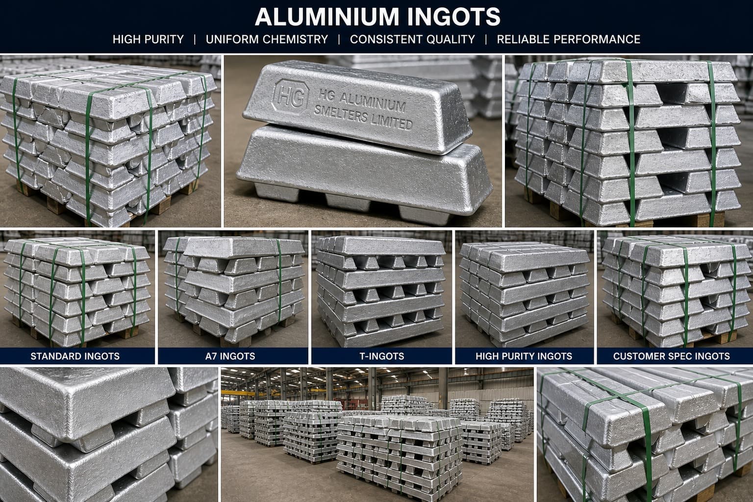 Aluminium ingots packed for dispatch